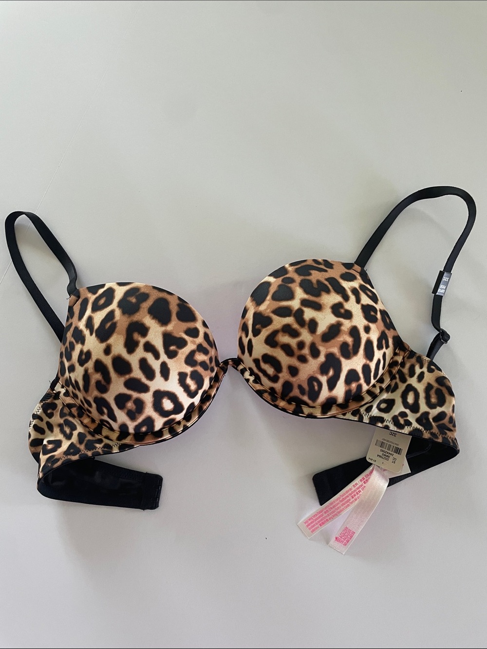 NWT PINK Victoria's Secret Leopard Super Push-Up Bra - Brown & Black 32 C